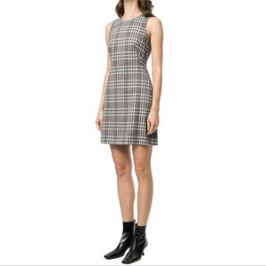 Theory Multicolor Optical Plaid Sleeveless Angled Mini Dress Size 4 NWT